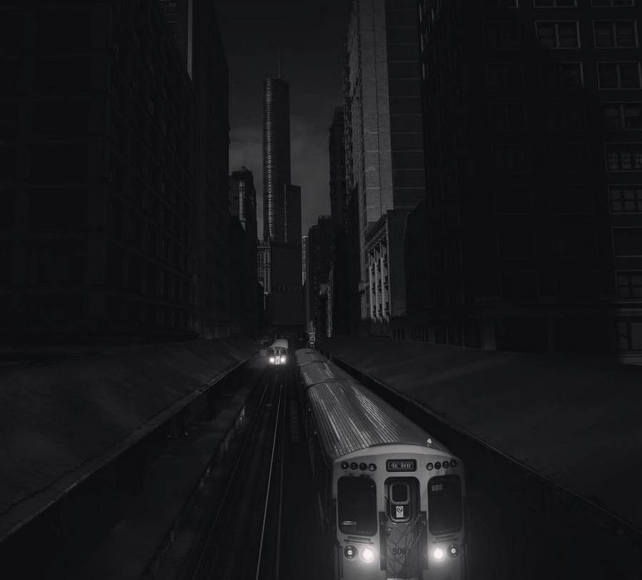 都市景観の白黒写真。夢の中のような街の寂しいモノクローム