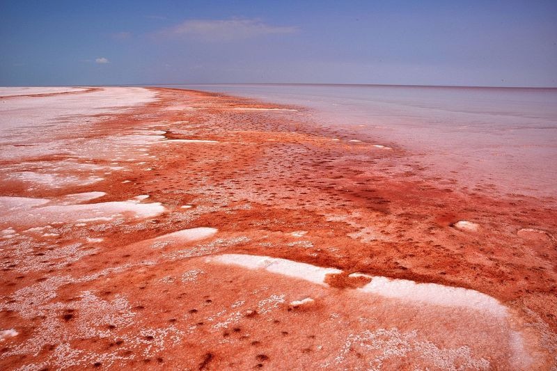 血のように赤く染まる塩湖。トルコのトゥズ湖