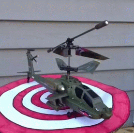 犬の頭上から離陸するヘリコプターのおもしろ画像