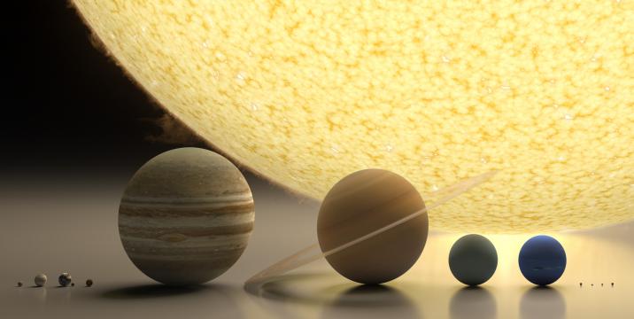 太陽系惑星の比較模型CG