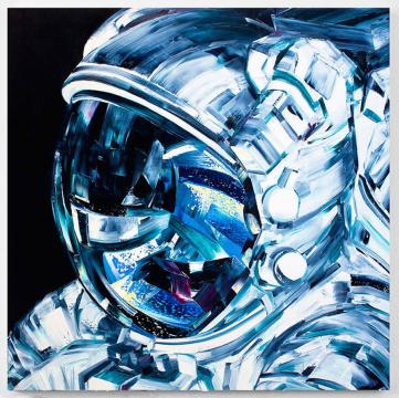 宇宙飛行士をクールに描く肖像画